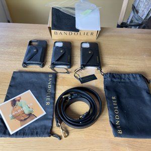 Bandolier "Donna" Side Slot Crossbody in Black/Gold